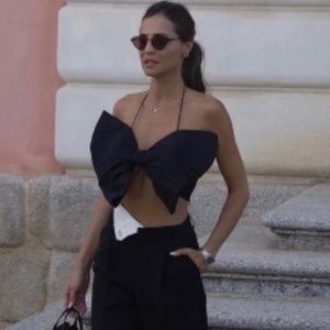 Black Zara Bow Crop Top. Never worn